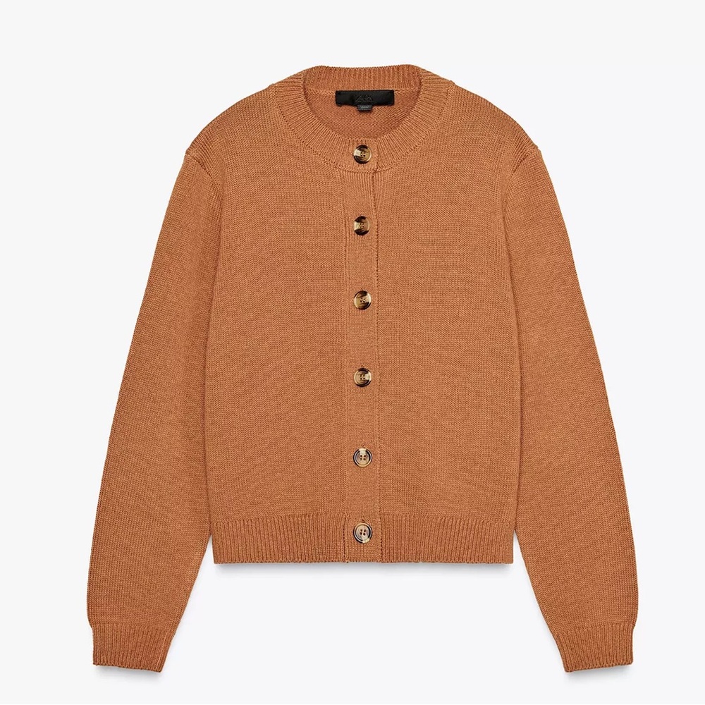 Zara Women's Tan Cardigan Sweater‎ Size XL
